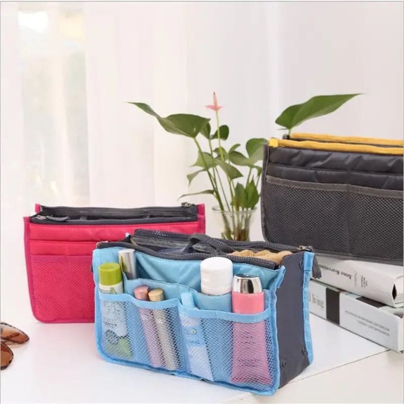 Organizer Insert Bag, Nylon Travel Handbag Purse, Large liner Lady Makeup Cosmetic Bag, Multi Zipper Makeup Bag, Double Zipper Storage Bag, Multipurpose Tote Bag Organizer Insert Bag, Nylon Travel Handbag Purse, Large liner Lady Makeup Cosmetic Bag, Multi Zipper Makeup Bag, Double Zipper Storage Bag, Multipurpose Tote Bag
